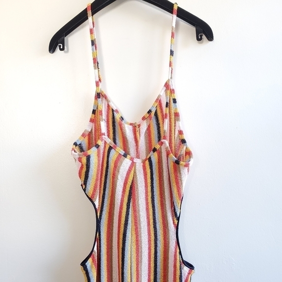 Zara Crochet Terrycloth Vertical Striped Cutout Blogger Fave Jumpsuit New Large - Picture 13 of 16